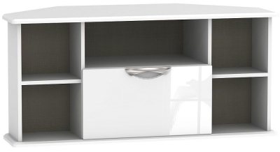 Product photograph of Camden White Gloss 115cm Corner Tv Unit from Choice Furniture Superstore