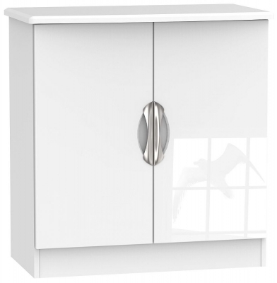 Product photograph of Camden White Gloss 2 Door Hall Cabinet from Choice Furniture Superstore