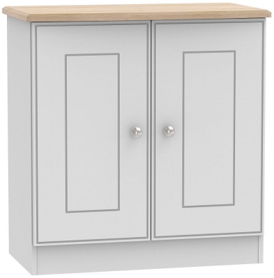 Product photograph of Victoria Grey And Riviera Oak 2 Door Hall Cabinet from Choice Furniture Superstore