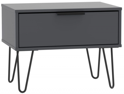 Product photograph of Hong Kong Graphite 1 Drawer Midi Chest With Hairpin Legs from Choice Furniture Superstore
