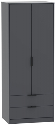 Product photograph of Hong Kong 2 Door 2 Drawer Wardrobe - Graphite from Choice Furniture Superstore