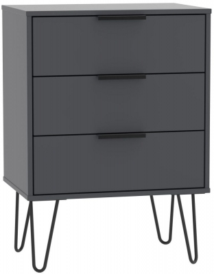Product photograph of Hong Kong Graphite 3 Drawer Small Chest With Hairpin Legs from Choice Furniture Superstore