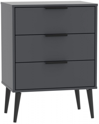 Product photograph of Hong Kong Graphite 3 Drawer Small Chest With Wooden Legs from Choice Furniture Superstore