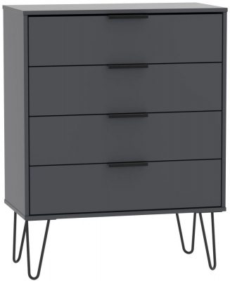 Product photograph of Hong Kong 4 Drawer Chest With Hairpin Legs - Graphite from Choice Furniture Superstore