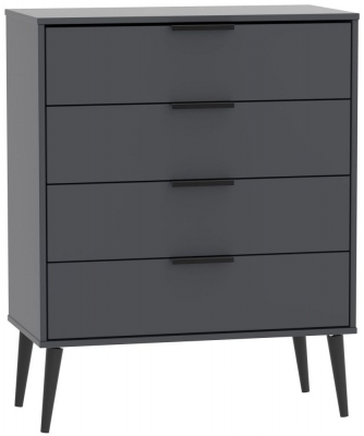 Product photograph of Hong Kong Graphite 4 Drawer Chest With Wooden Legs from Choice Furniture Superstore