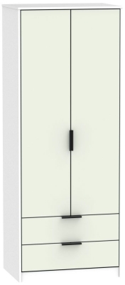 Product photograph of Hong Kong Cashmere And White 2 Door 2 Drawer Tall Wardrobe from Choice Furniture Superstore