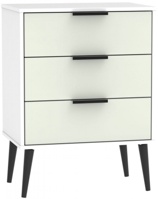 Product photograph of Hong Kong 3 Drawer Chest With Wooden Legs - Kaschmir And White from Choice Furniture Superstore