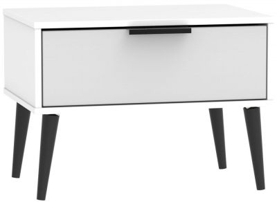 Product photograph of Hong Kong 1 Drawer Midi Chest With Wooden Legs - Grey And White from Choice Furniture Superstore