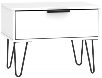 Product photograph of Hong Kong 1 Drawer Midi Chest With Hairpin Legs - White from Choice Furniture Superstore