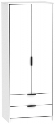 Product photograph of Hong Kong 2 Door 2 Drawer Wardrobe - White from Choice Furniture Superstore