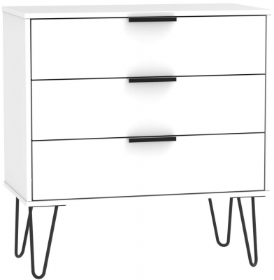 Product photograph of Hong Kong 3 Drawer Chest With Hairpin Legs - White from Choice Furniture Superstore