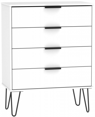 Product photograph of Hong Kong 4 Drawer Chest With Hairpin Legs - White from Choice Furniture Superstore