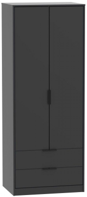 Product photograph of Hong Kong Black 2 Door 2 Drawer Tall Wardrobe from Choice Furniture Superstore