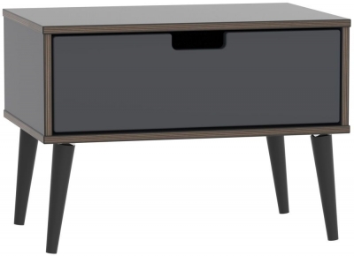 Product photograph of Shanghai Graphite 1 Drawer Midi Chest With Wooden Legs from Choice Furniture Superstore