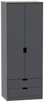Product photograph of Shanghai Graphite 2 Door 2 Drawer Wardrobe from Choice Furniture Superstore