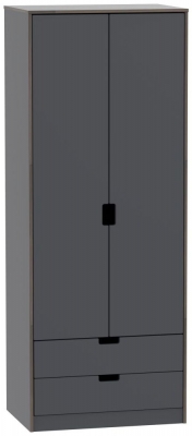 Product photograph of Shanghai Graphite 2 Door 2 Drawer Tall Wardrobe from Choice Furniture Superstore