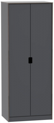 Product photograph of Shanghai Graphite 2 Door Plain Tall Wardrobe from Choice Furniture Superstore