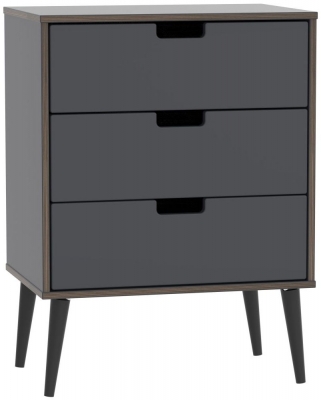 Product photograph of Shanghai Graphite 3 Drawer Small Chest With Wooden Legs from Choice Furniture Superstore