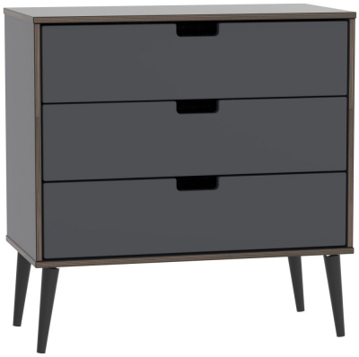 Product photograph of Shanghai Graphite 3 Drawer Midi Chest With Wooden Legs from Choice Furniture Superstore