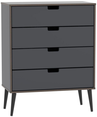 Product photograph of Shanghai Graphite 4 Drawer Chest With Wooden Legs from Choice Furniture Superstore