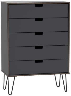 Product photograph of Shanghai Graphite 5 Drawer Chest With Hairpin Legs from Choice Furniture Superstore