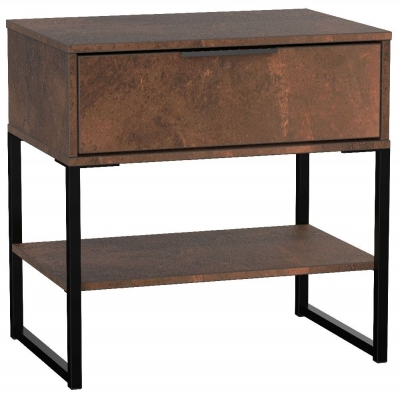 Diego Copper And Black 1 Drawer Bedside Table