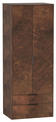 Product photograph of Diego Copper And Black 2 Drawer Tall Wardrobe from Choice Furniture Superstore