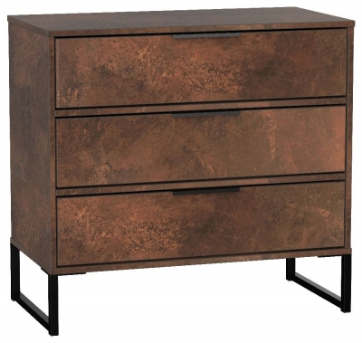 Product photograph of Diego Copper And Black 3 Drawer Small Chest from Choice Furniture Superstore