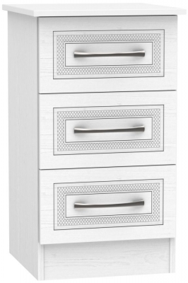 Product photograph of Dorset White 3 Drawer Beside Cabinet from Choice Furniture Superstore