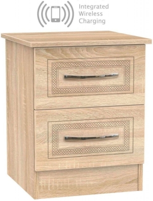 Product photograph of Dorset 2 Drawer Bedside Cabinet With Integrated Wireless Charging from Choice Furniture Superstore