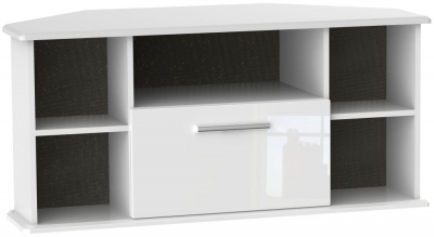 Product photograph of Knightsbridge White Gloss 115cm Corner Tv Unit from Choice Furniture Superstore