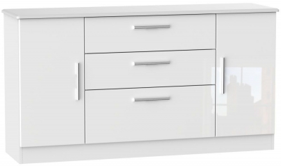 Knightsbridge White Gloss Wide Sideboard 2 Doors