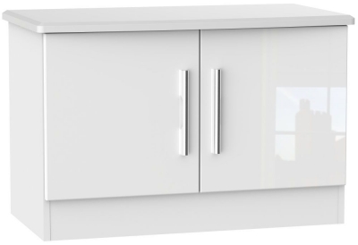 Product photograph of Knightsbridge White Gloss 2 Door Low Cabinet from Choice Furniture Superstore