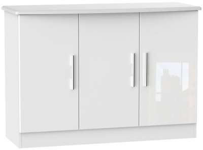 Product photograph of Knightsbridge White Gloss Small Sideboard - 3 Doors from Choice Furniture Superstore