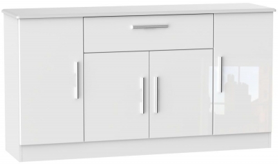 Knightsbridge White Gloss Wide Sideboard 4 Doors