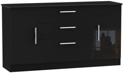 Product photograph of Knightsbridge Black Gloss Wide Sideboard - 2 Doors from Choice Furniture Superstore