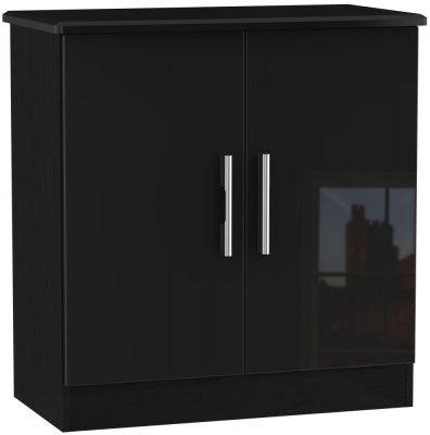 Knightsbridge Black Gloss 2 Door Hall Cabinet