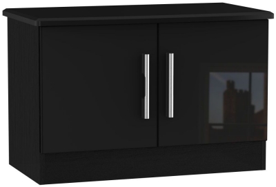 Product photograph of Knightsbridge Black Gloss 2 Door Low Cabinet from Choice Furniture Superstore