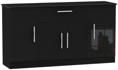 Product photograph of Knightsbridge Black Gloss Wide Sideboard - 4 Doors from Choice Furniture Superstore