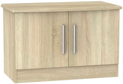 Product photograph of Knightsbridge Oak Effect 2 Door Low Cabinet from Choice Furniture Superstore