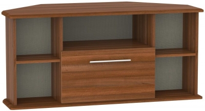 Product photograph of Sherwood Walnut Effect 115cm Corner Tv Unit from Choice Furniture Superstore
