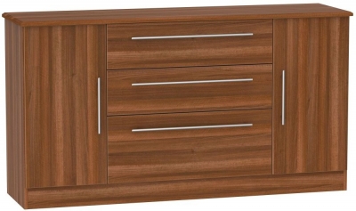 Product photograph of Sherwood Walnut Effect Wide Sideboard - 2 Doors from Choice Furniture Superstore