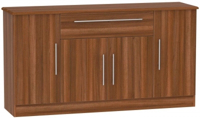 Product photograph of Sherwood Walnut Effect Wide Sideboard - 4 Doors from Choice Furniture Superstore