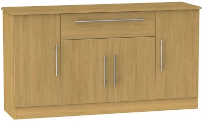 Product photograph of Sherwood Oak Effect Wide Sideboard - 4 Doors from Choice Furniture Superstore