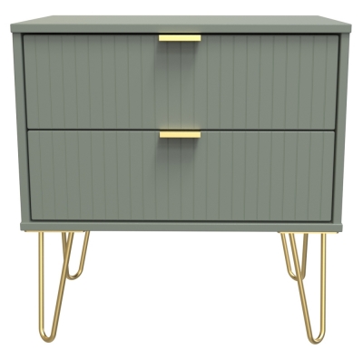 Product photograph of Linear Green 2 Drawer Midi Chest With Gold Hairpin Legs from Choice Furniture Superstore