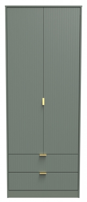 Product photograph of Linear Reed Green 2 Drawer Wardrobe from Choice Furniture Superstore