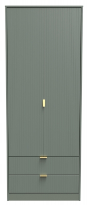 Product photograph of Linear Green 2 Door 2 Drawer Tall Wardrobe from Choice Furniture Superstore