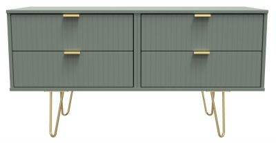 Product photograph of Linear Reed Green 4 Drawer Bed Box With Hairpin Legs from Choice Furniture Superstore
