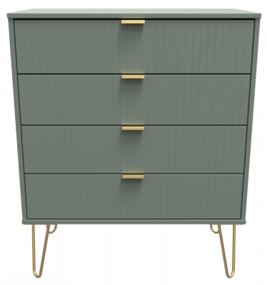 Product photograph of Linear Reed Green 4 Drawer Chest With Hairpin Legs from Choice Furniture Superstore