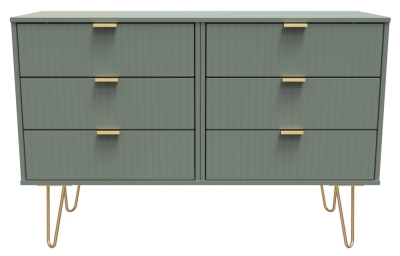 Product photograph of Linear Reed Green 6 Drawer Bed Box With Hairpin Legs from Choice Furniture Superstore